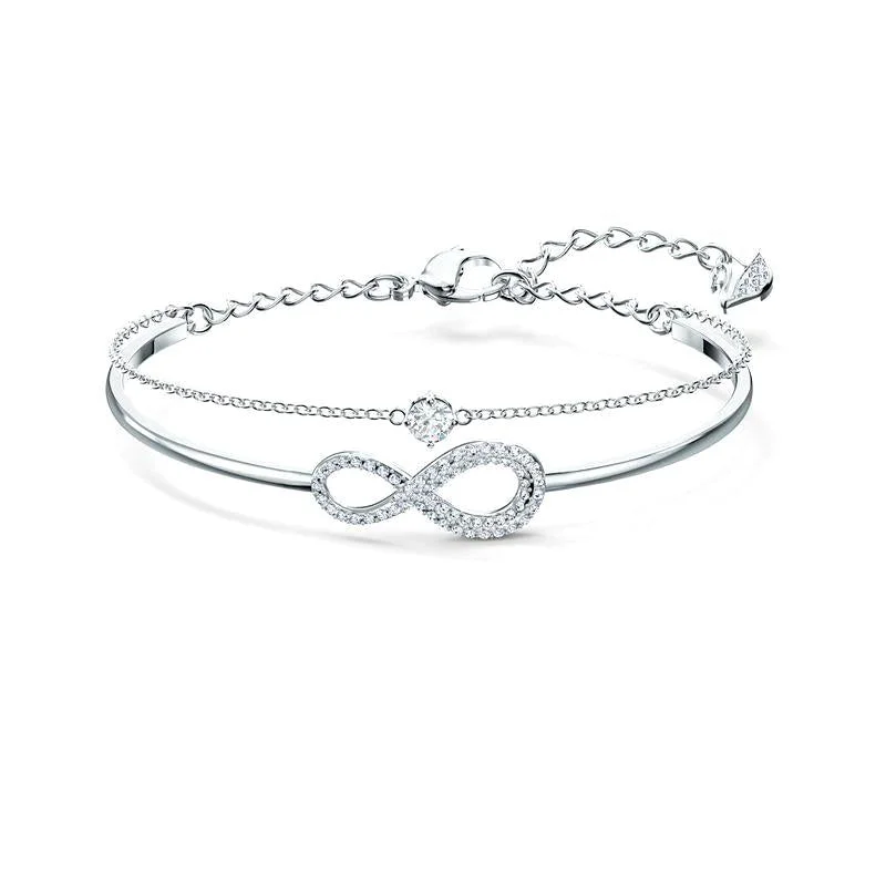 Sustainable Bamboo Bangles with Natural Finishes Swarovski Infinity Crystal White Rhodium Plated Bangle Sustainable Bamboo Bangles with Natural Finishes Swarovski Infinity Crystal White Rhodium Plated Bangle