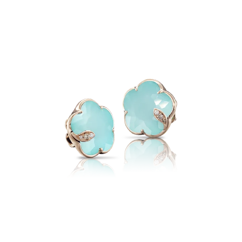 Pasquale Bruni Petit Joli 18ct Rose Gold Diamond Sea Moon Gem Stud Earrings