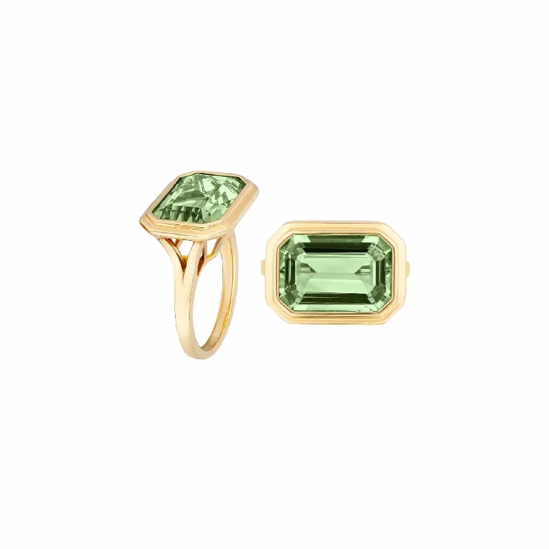 Fashion Rings with Zodiac Symbols in Gold - Filled Metal for a Personalized TouchPrasiolite Manhattan Ring Fashion Rings with Zodiac Symbols in Gold - Filled Metal for a Personalized TouchPrasiolite Manhattan Ring