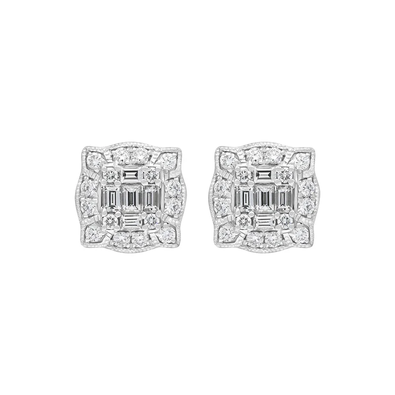 18ct White Gold 0.58ct Diamond Cluster Stud Earrings