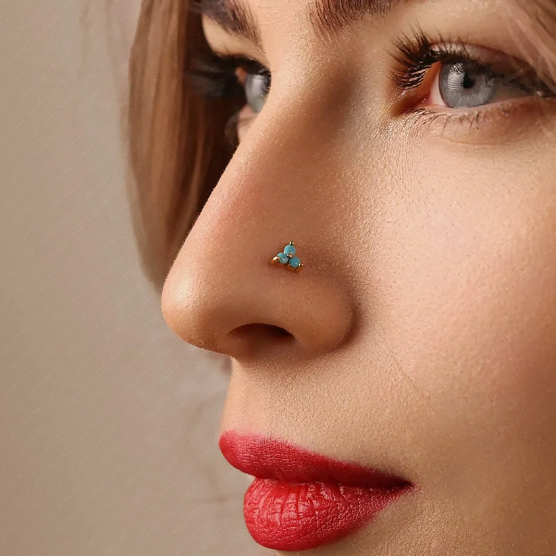 Leather - Inlaid Stud Earrings in Brown for a Rustic and Unique DesignTiny 3-Petal Turquoise Flower Threadless Flat Back Nose Stud, 20,18,16ga, 5-10mm, Unisex, Surgical Steel, SHEMISLI SS570 Leather - Inlaid Stud Earrings in Brown for a Rustic and Unique DesignTiny 3-Petal Turquoise Flower Threadless Flat Back Nose Stud, 20,18,16ga, 5-10mm, Unisex, Surgical Steel, SHEMISLI SS570