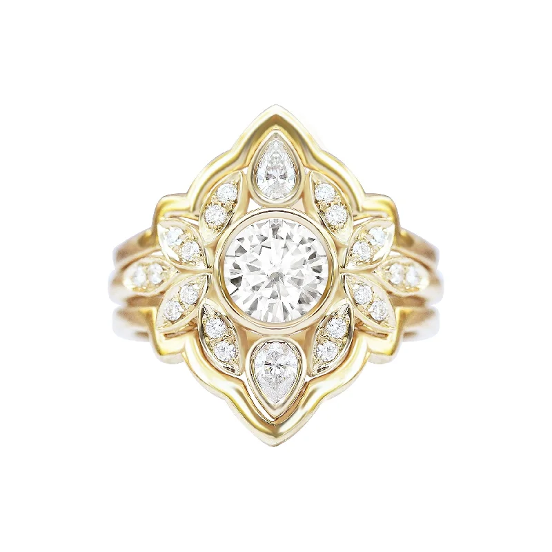Marquise - Cut Women's Diamond Rings in Palladium for a Unique and Elongated ShapeFlower Diamond Engagement Ring Set Gold Ring Guard Lily #5 ♥ Marquise - Cut Women's Diamond Rings in Palladium for a Unique and Elongated ShapeFlower Diamond Engagement Ring Set Gold Ring Guard Lily #5 ♥