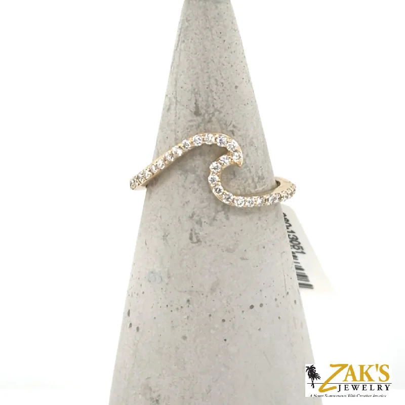 Fashion Rings with Initial Charms in Silver - Plated Metal for a Custom Accessory14K Yellow Gold Diamond Wave Ring Fashion Rings with Initial Charms in Silver - Plated Metal for a Custom Accessory14K Yellow Gold Diamond Wave Ring