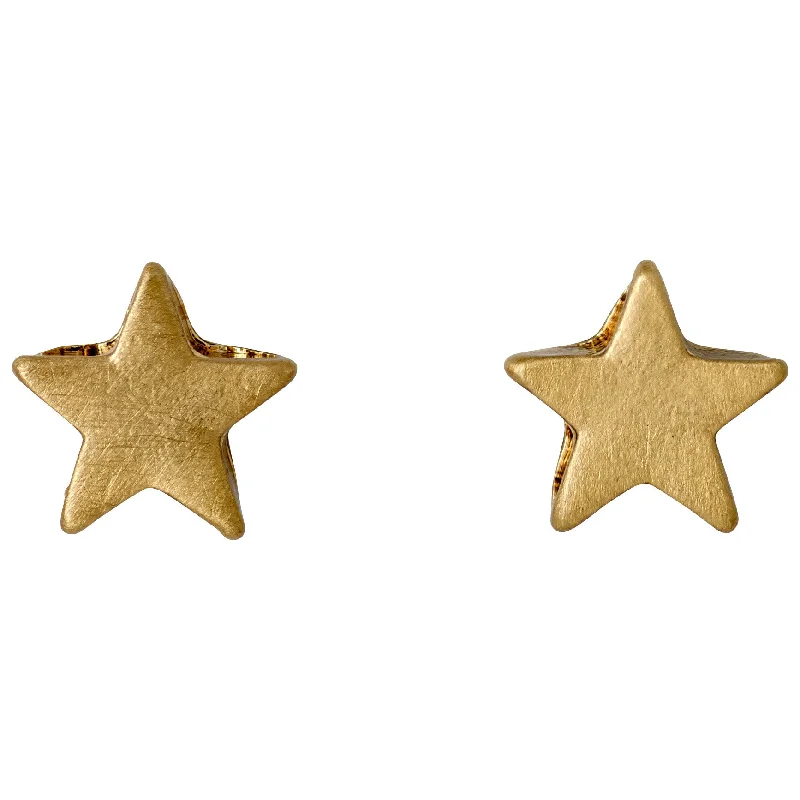 Leather - Inlaid Stud Earrings in Brown for a Rustic and Unique DesignAVA star earrings gold-plated Leather - Inlaid Stud Earrings in Brown for a Rustic and Unique DesignAVA star earrings gold-plated