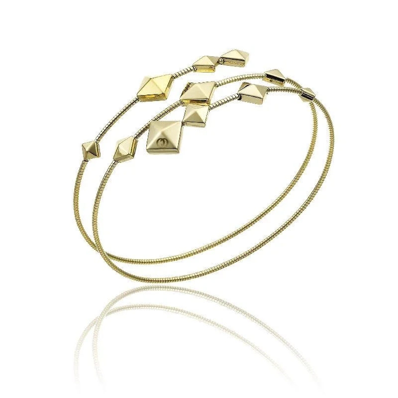 Adjustable Fabric Bangles with Embroidered Floral Designs Chimento Armillas Pyramis 18ct Yellow Gold Studs Spiral Bangle Adjustable Fabric Bangles with Embroidered Floral Designs Chimento Armillas Pyramis 18ct Yellow Gold Studs Spiral Bangle