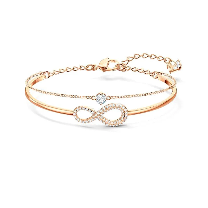 Holiday - Themed Bangles for Christmas or Valentine's Day Swarovski Infinity Crystal Rose Gold Plated Bangle Holiday - Themed Bangles for Christmas or Valentine's Day Swarovski Infinity Crystal Rose Gold Plated Bangle