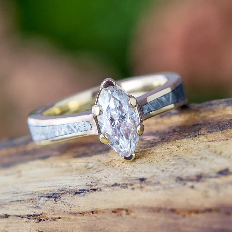 Men's Citrine Engagement Rings in Stainless Steel with a Stackable Band DesignMarquise Engagement Ring In Polished Gold With Meteorite Men's Citrine Engagement Rings in Stainless Steel with a Stackable Band DesignMarquise Engagement Ring In Polished Gold With Meteorite