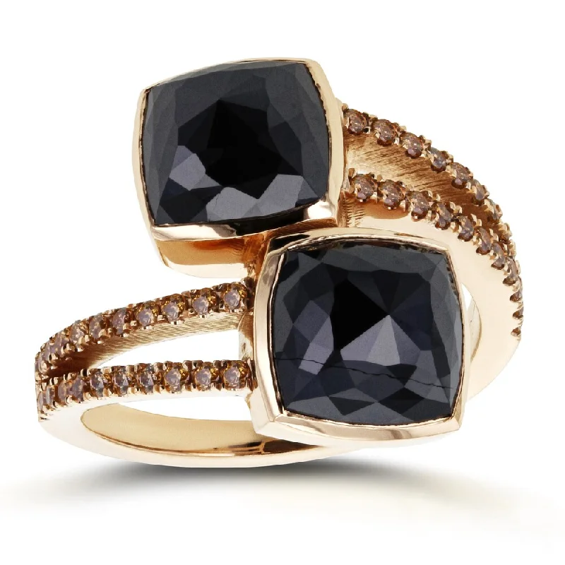 Signature - Design Women's Diamond Rings with a Brand - Specific Pattern and High - Quality DiamondsAnnello by Kobelli 18k Rose Gold 5 3/5ct TDW 2-Stone Black & Champagne Diamond Split Shank Bypass Fashion Ring Signature - Design Women's Diamond Rings with a Brand - Specific Pattern and High - Quality DiamondsAnnello by Kobelli 18k Rose Gold 5 3/5ct TDW 2-Stone Black & Champagne Diamond Split Shank Bypass Fashion Ring