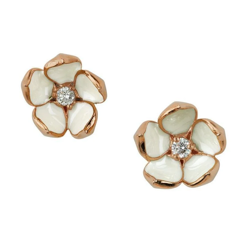 Shaun Leane 18ct Rose Gold Plated Sterling Silver 0.14ct Diamond Large Cherry Blossom Stud Earrings Shaun Leane 18ct Rose Gold Plated Sterling Silver 0.14ct Diamond Large Cherry Blossom Stud Earrings