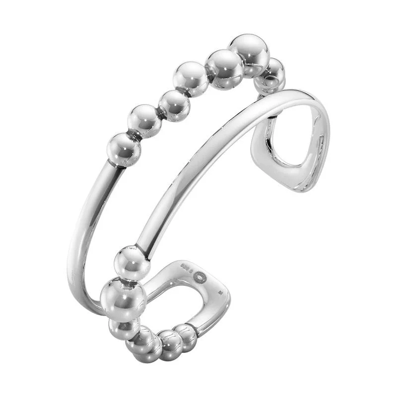 Bohemian - Inspired Bangles with Feather and Bead Accents Georg Jensen Moonlight Grapes Sterling Silver Bangle Bohemian - Inspired Bangles with Feather and Bead Accents Georg Jensen Moonlight Grapes Sterling Silver Bangle
