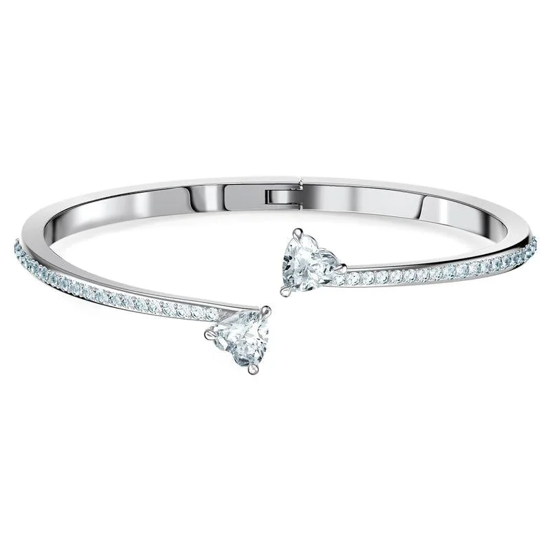 Resin Bangles with Embedded Dried Flowers Swarovski Heart Crystal White Rhodium Bangle Resin Bangles with Embedded Dried Flowers Swarovski Heart Crystal White Rhodium Bangle
