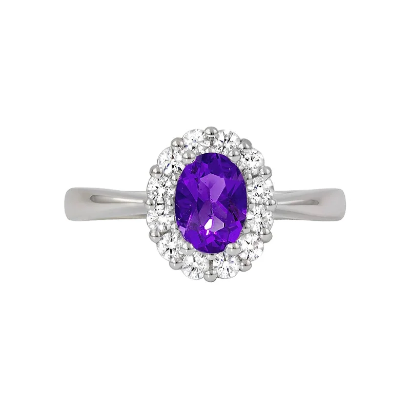 Bohemian - Style Fashion Rings with Turquoise and Silver Filigree for a Free - Spirited LookAmethyst and Diamond Halo Ring Bohemian - Style Fashion Rings with Turquoise and Silver Filigree for a Free - Spirited LookAmethyst and Diamond Halo Ring