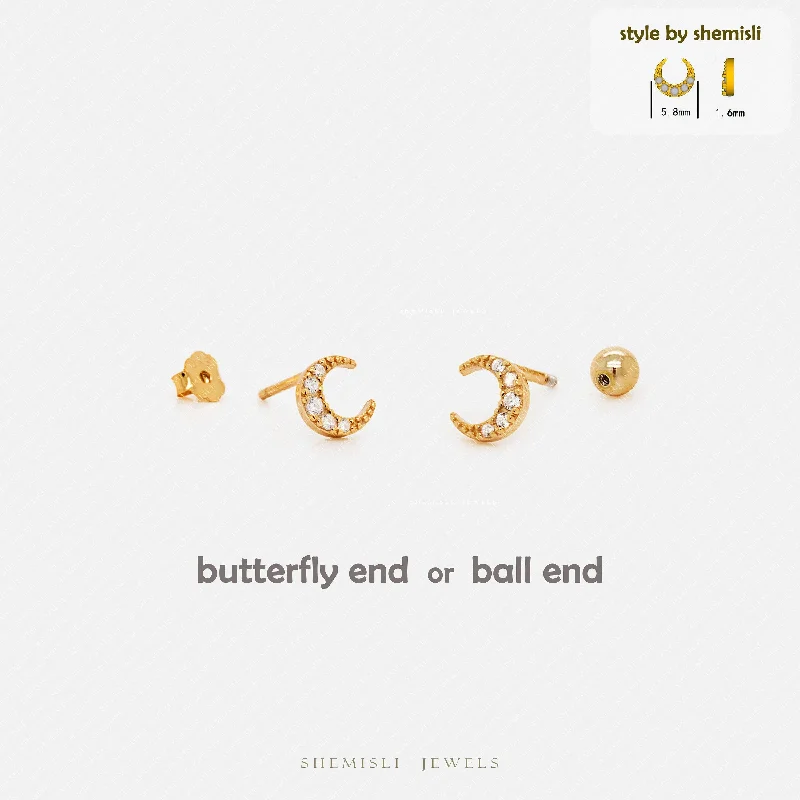 14K Gold Plated Heart - Shaped Stud Earrings for a Romantic and Feminine LookTiny Moon CZ Studs Earrings, Luna Studs, Unisex, Gold, Silver SHEMISLI SS036 Butterfly End, SS352 Screw Ball End (Type A) 14K Gold Plated Heart - Shaped Stud Earrings for a Romantic and Feminine LookTiny Moon CZ Studs Earrings, Luna Studs, Unisex, Gold, Silver SHEMISLI SS036 Butterfly End, SS352 Screw Ball End (Type A)