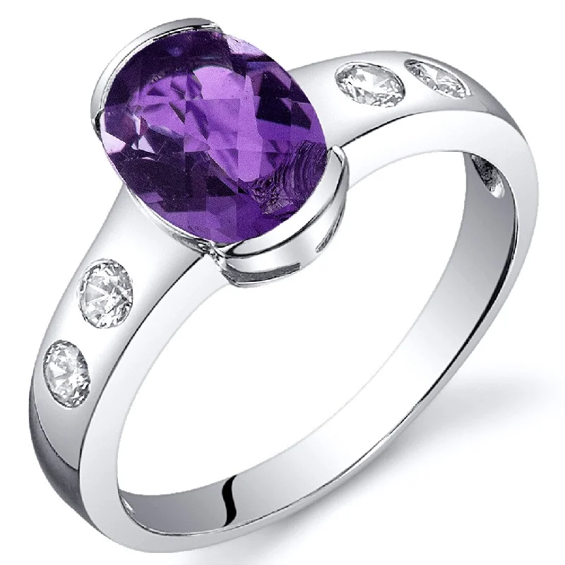 Amethyst Gemstone Rings in Sterling Silver with a Halo of Cubic Zirconia for a Budget - Friendly LuxurySterling Silver 1 ct Amethyst Solitaire Ring Amethyst Gemstone Rings in Sterling Silver with a Halo of Cubic Zirconia for a Budget - Friendly LuxurySterling Silver 1 ct Amethyst Solitaire Ring