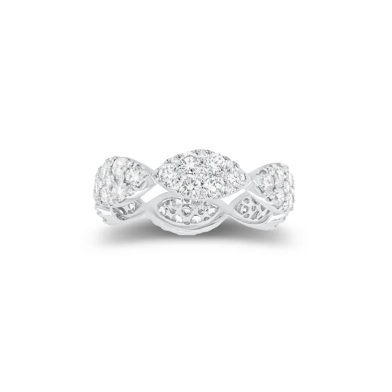 Open - Band Fashion Rings in Sterling Silver with Gemstone InlaysPave Diamond Marquises Eternity Ring Open - Band Fashion Rings in Sterling Silver with Gemstone InlaysPave Diamond Marquises Eternity Ring
