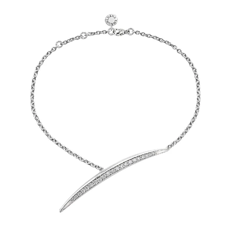 Shaun Leane Armis 18ct White Gold Diamond Pave Single Bar Bracelet