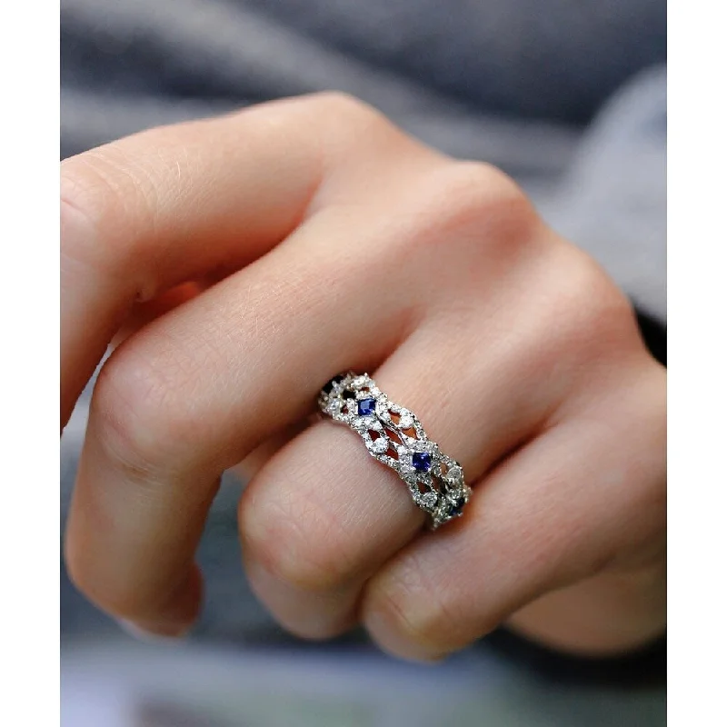 Heart - Shaped Women's Diamond Rings in Rose Gold for a Romantic and Symbolic GiftAnnello by Kobelli 10k White Gold 3/4 Carats TGW Sapphire and Diamond Fashion Band Heart - Shaped Women's Diamond Rings in Rose Gold for a Romantic and Symbolic GiftAnnello by Kobelli 10k White Gold 3/4 Carats TGW Sapphire and Diamond Fashion Band