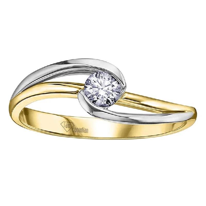 Signature - Design Women's Diamond Rings with a Brand - Specific Pattern and High - Quality DiamondsRound Canadian Diamond Solitaire Ring in Bypass Setting Signature - Design Women's Diamond Rings with a Brand - Specific Pattern and High - Quality DiamondsRound Canadian Diamond Solitaire Ring in Bypass Setting