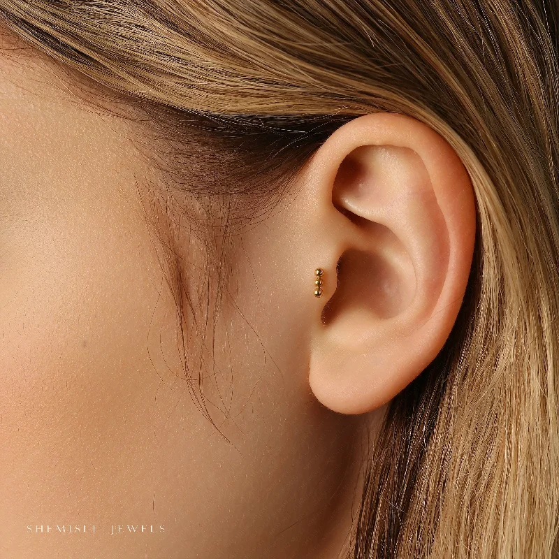 Glow - in - the - Dark Star Stud Earrings for a Mysterious and Night - Time - Friendly AccessoryTiny 3 beads Threadless Flat Back Tragus Stud, 20,18,16ga, 5-10mm Unisex, Surgical Steel SHEMISLI SS593 Glow - in - the - Dark Star Stud Earrings for a Mysterious and Night - Time - Friendly AccessoryTiny 3 beads Threadless Flat Back Tragus Stud, 20,18,16ga, 5-10mm Unisex, Surgical Steel SHEMISLI SS593