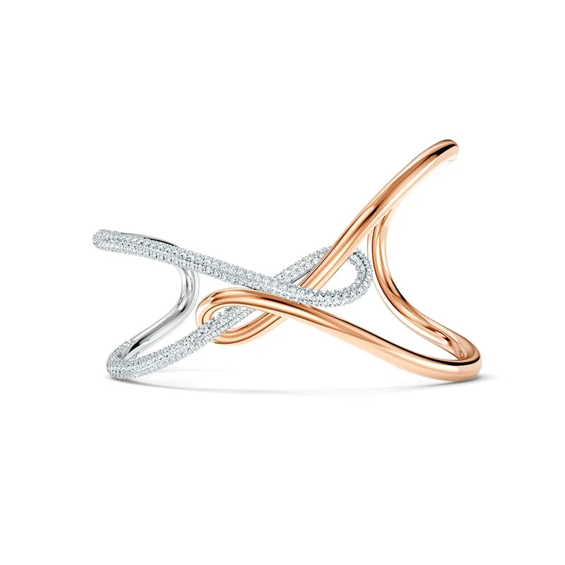 Holiday - Themed Bangles for Christmas or Valentine's Day Swarovski Infinity Crystal White Rose Gold Tone Plated Cuff Bangle Holiday - Themed Bangles for Christmas or Valentine's Day Swarovski Infinity Crystal White Rose Gold Tone Plated Cuff Bangle