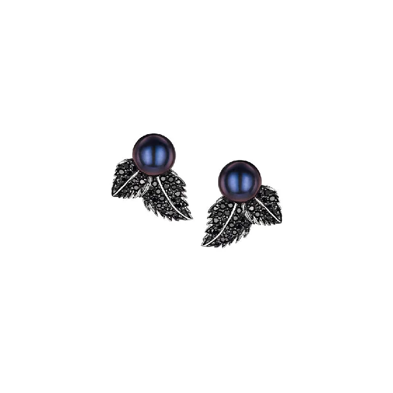 Shaun Leane Blackthorn Sterling Silver Black Spinel Pearl Stud Earrings