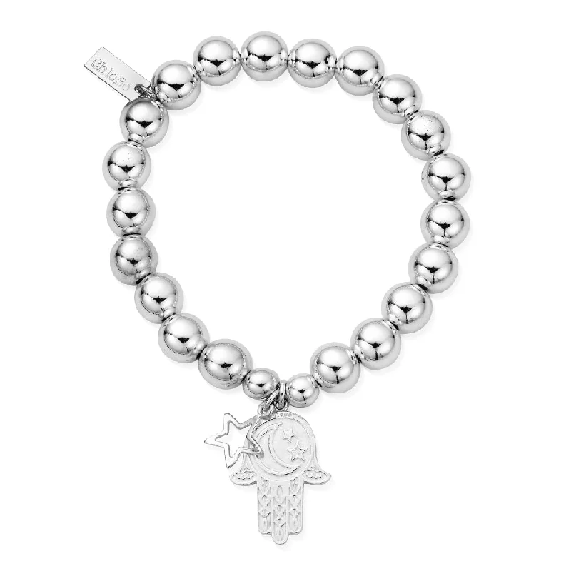 Chlobo Boho Luxe Medium Ball Moon and Star Hamsa Hand Bracelet