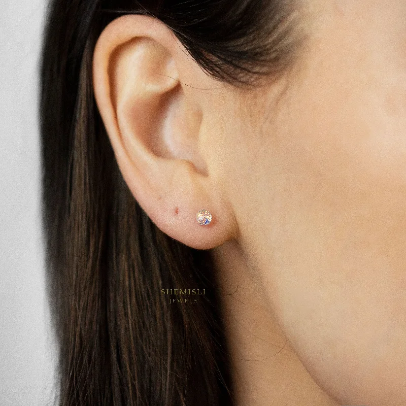 14K Gold Plated Heart - Shaped Stud Earrings for a Romantic and Feminine LookRainbow Multicolored Glass Stud Earrings, Unisex, Sterling Silver SHEMISLI - SS236 14K Gold Plated Heart - Shaped Stud Earrings for a Romantic and Feminine LookRainbow Multicolored Glass Stud Earrings, Unisex, Sterling Silver SHEMISLI - SS236