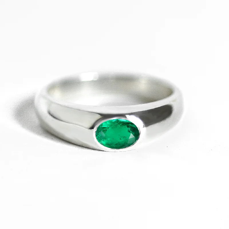 Men's Moonstone Engagement Rings in Silver - Plated Copper with a Celtic Knot PatternOval Emerald Signet Ring Men's Moonstone Engagement Rings in Silver - Plated Copper with a Celtic Knot PatternOval Emerald Signet Ring