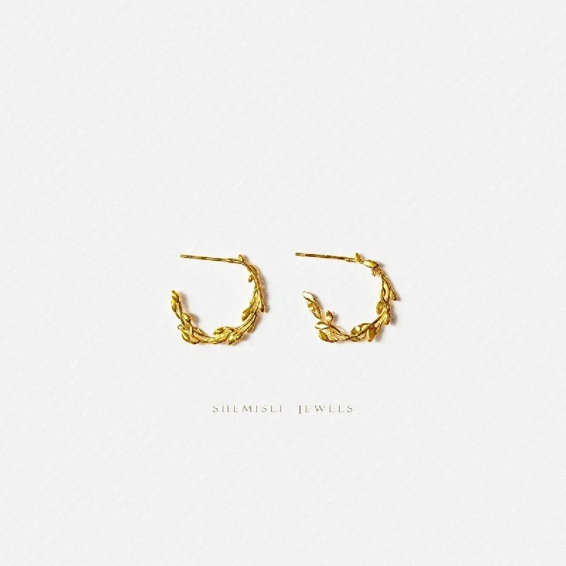 Rose Gold - Tone Geometric - Patterned Stud Earrings for a Modern and Trendy LookOlive Wreath Hoop Studs, Gold, Silver SHEMISLI SS362 Rose Gold - Tone Geometric - Patterned Stud Earrings for a Modern and Trendy LookOlive Wreath Hoop Studs, Gold, Silver SHEMISLI SS362