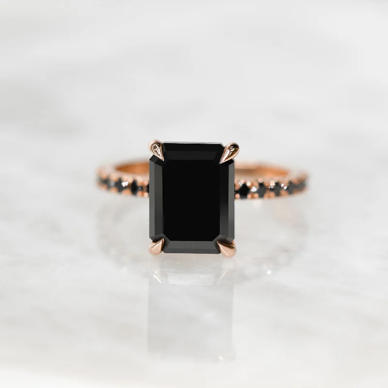 Heart - Shaped Women's Diamond Rings in Rose Gold for a Romantic and Symbolic GiftNoir Mystique Unique Natural Black Diamond Emerald Cut Engagement Ring In Rose Gold Heart - Shaped Women's Diamond Rings in Rose Gold for a Romantic and Symbolic GiftNoir Mystique Unique Natural Black Diamond Emerald Cut Engagement Ring In Rose Gold