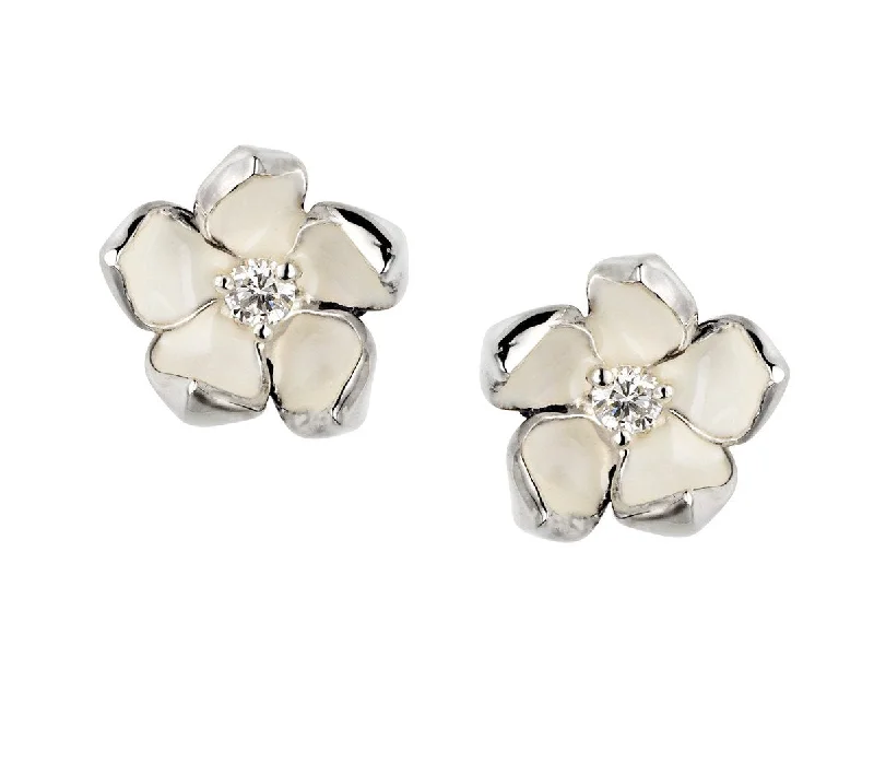 Shaun Leane Sterling Silver 0.10ct Diamond Small Cherry Blossom Stud Earrings