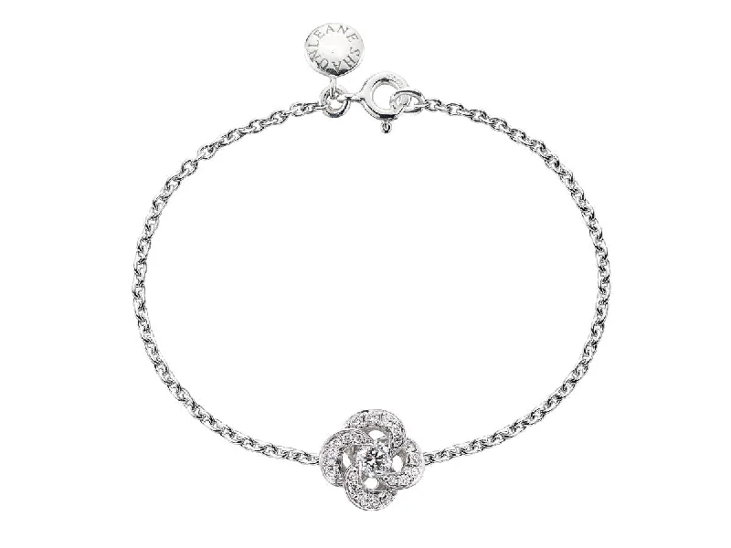 Shaun Leane Entwined 18ct White Gold Diamond Pave Petal Flower Bracelet