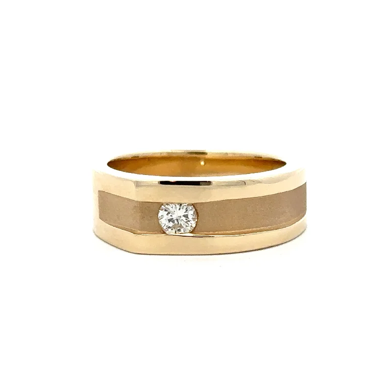Magnetic Fashion Rings in Stainless Steel with a Modern, Interlocking DesignBrushed Diamond Band in 14K Yellow Gold Magnetic Fashion Rings in Stainless Steel with a Modern, Interlocking DesignBrushed Diamond Band in 14K Yellow Gold