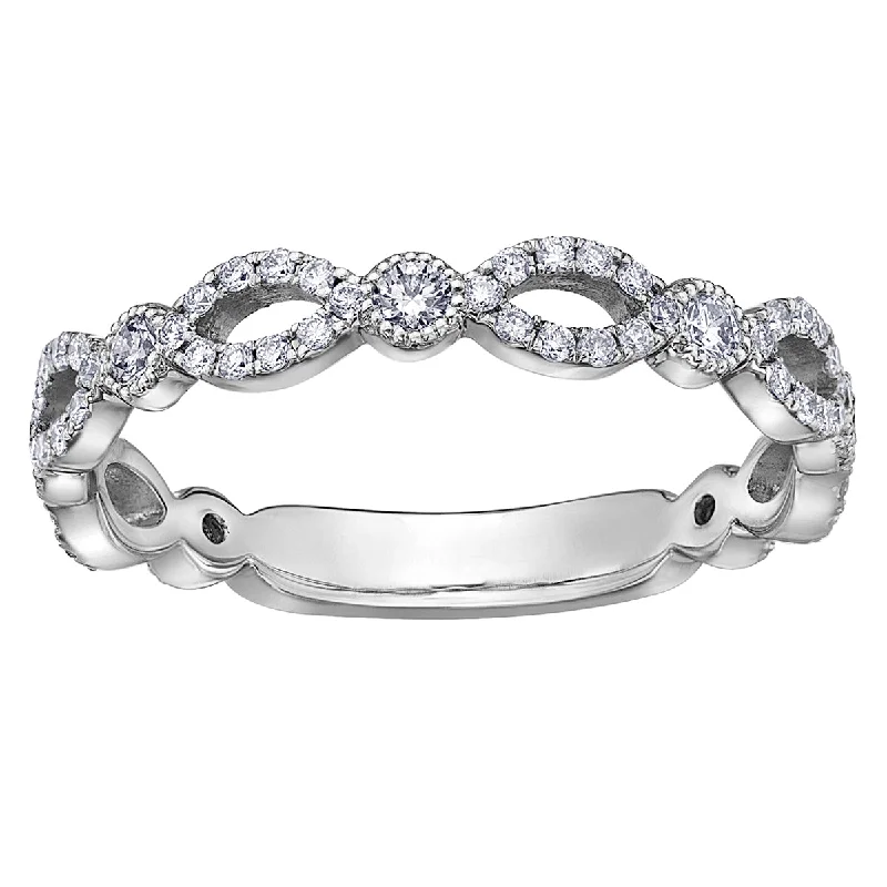 Cathedral - Style Women's Diamond Rings with a Raised Center Setting and Elaborate MetalworkUnique Scalloped Diamond Band Cathedral - Style Women's Diamond Rings with a Raised Center Setting and Elaborate MetalworkUnique Scalloped Diamond Band