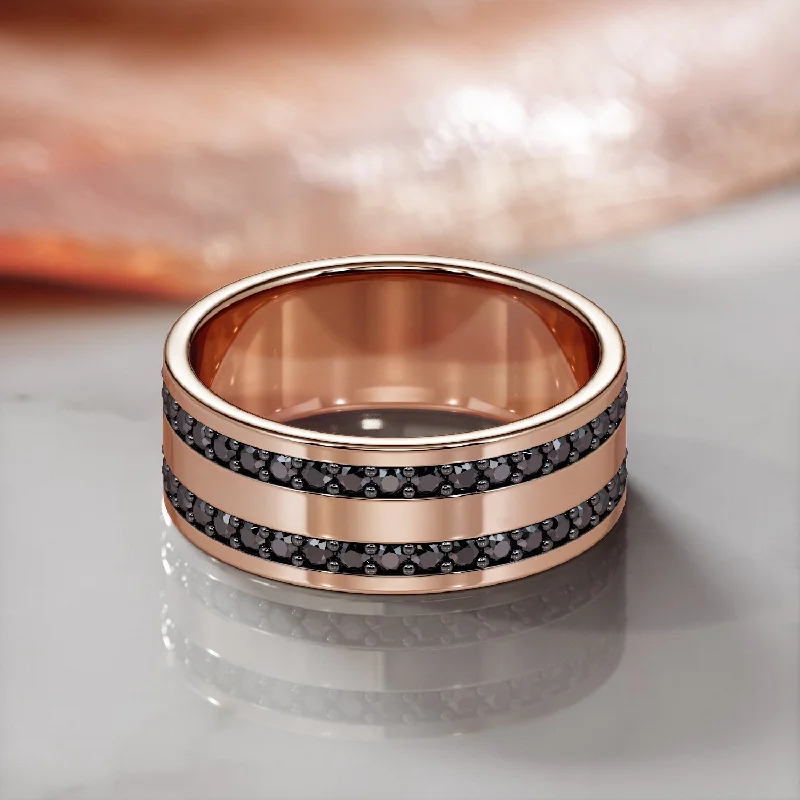 Three - Stone Women's Diamond Rings Symbolizing Past, Present, and Future with Emerald - Cut DiamondsCelestium - Natural Black Diamond Wedding RIng For Him Three - Stone Women's Diamond Rings Symbolizing Past, Present, and Future with Emerald - Cut DiamondsCelestium - Natural Black Diamond Wedding RIng For Him