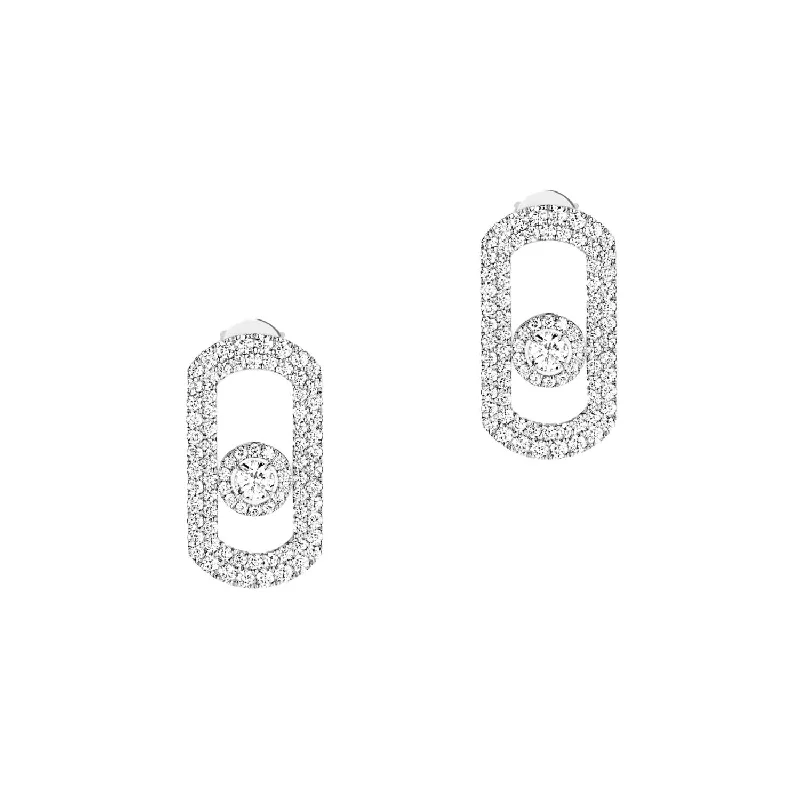 Messika So Move 18ct White Gold 1.30ct Diamond Pave Stud Earrings