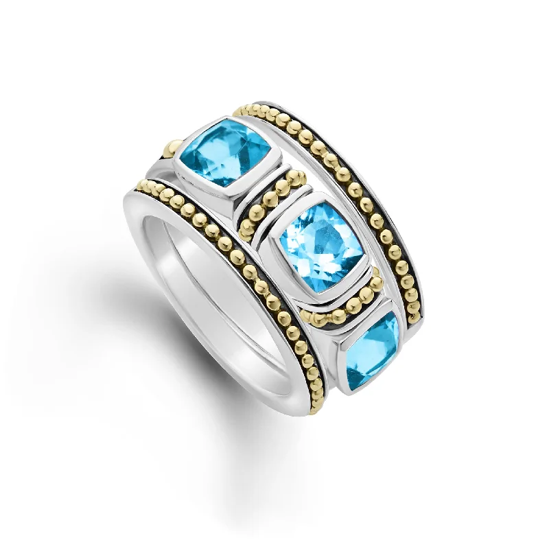 Adjustable Fashion Rings in Leather and Brass with a Tribal - Inspired DesignSwiss Blue Topaz Stacking Rings (Size 6) Adjustable Fashion Rings in Leather and Brass with a Tribal - Inspired DesignSwiss Blue Topaz Stacking Rings (Size 6)