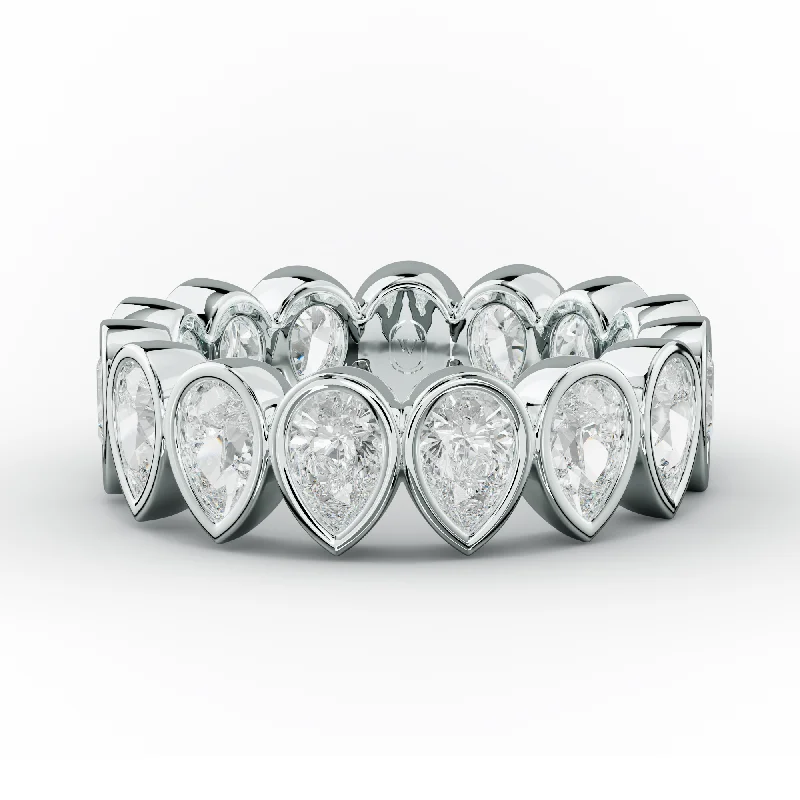Pear - Shaped Women's Diamond Rings in Yellow Gold with a Single - Diamond Pendant Look3.0 Carat Bezel Set Pear Cut Diamond Eternity Band Pear - Shaped Women's Diamond Rings in Yellow Gold with a Single - Diamond Pendant Look3.0 Carat Bezel Set Pear Cut Diamond Eternity Band