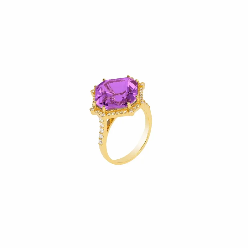 Enamel - Coated Fashion Rings in Bright Colors with Animal - Print PatternsAmethyst and Diamond Gossip Ring Enamel - Coated Fashion Rings in Bright Colors with Animal - Print PatternsAmethyst and Diamond Gossip Ring