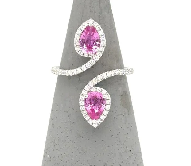Bangle - Style Fashion Rings in Rose - Gold - Plated Aluminum with Etched Patterns18K White Gold Pink Sapphire & Diamond Bypass Ring Bangle - Style Fashion Rings in Rose - Gold - Plated Aluminum with Etched Patterns18K White Gold Pink Sapphire & Diamond Bypass Ring