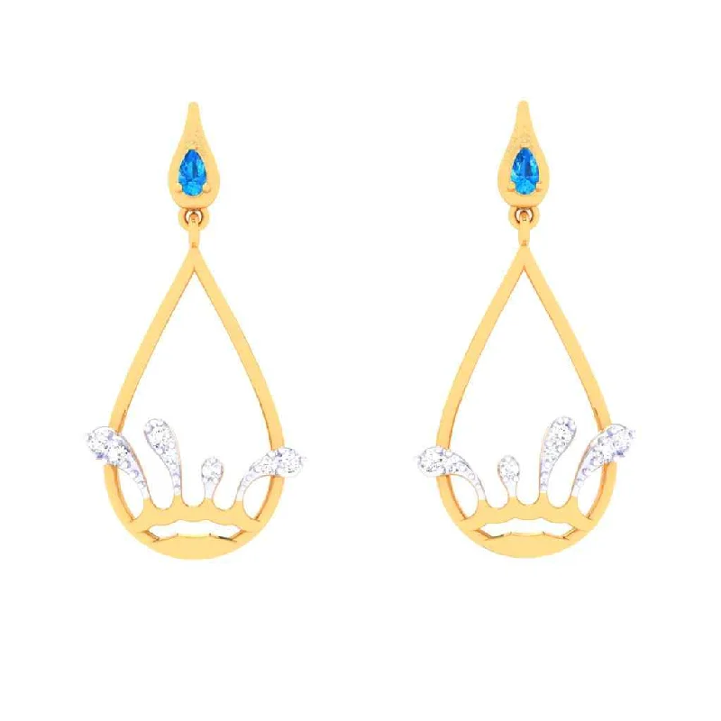 Cluster - Style Women's Diamond Rings with Multiple Small Diamonds Arranged in a Stunning Pattern14k Gold Earrings With Droplet Blue Gem From Amazea Collection