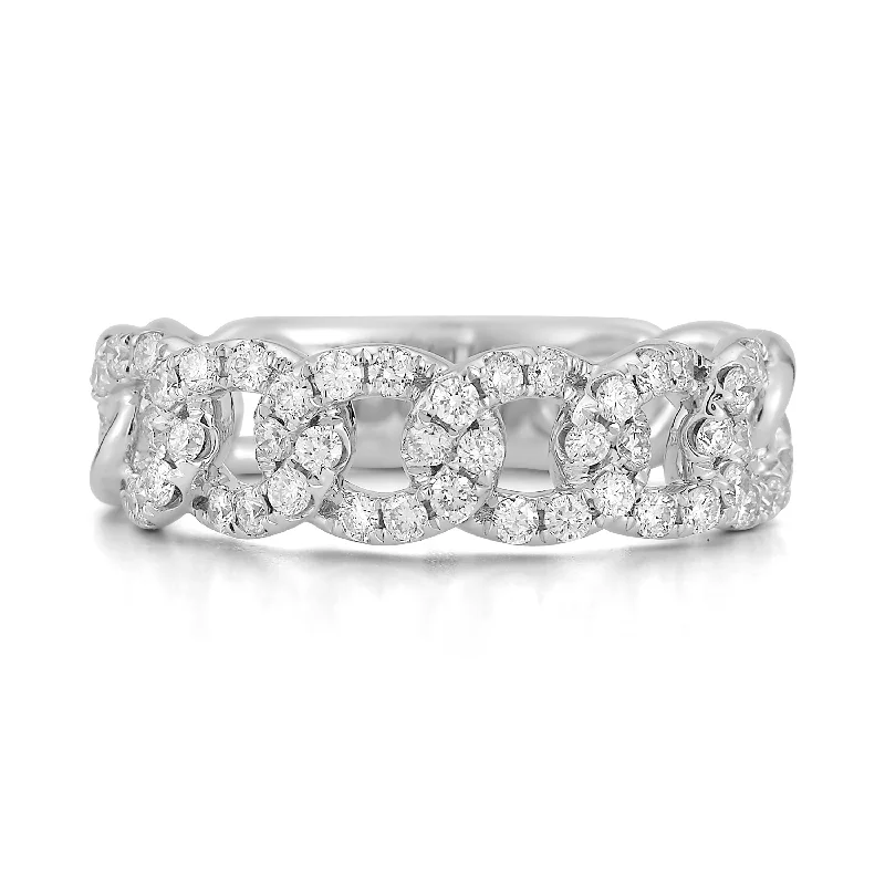 Open - Band Fashion Rings in Sterling Silver with Gemstone InlaysDiamond Curb Link Ring Open - Band Fashion Rings in Sterling Silver with Gemstone InlaysDiamond Curb Link Ring