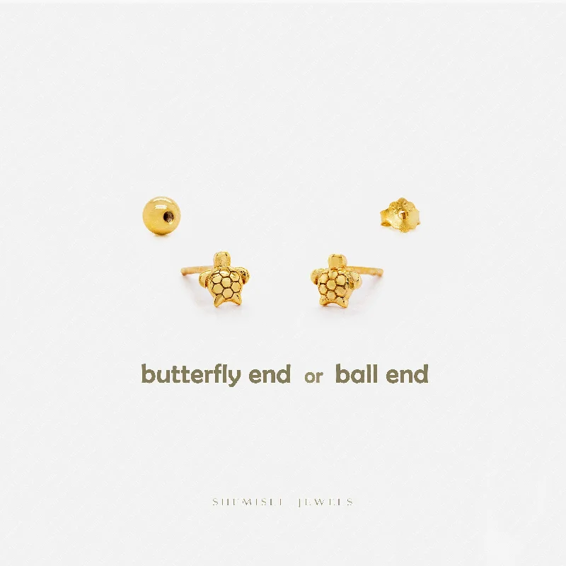Magnetic - Back Stud Earrings in Black for Easy and Comfortable WearTiny Sea Turtle Stud Earrings, Unisex, Gold, Silver SS809 Butterfly End, SS810 Screw Ball End (Type A) LR Magnetic - Back Stud Earrings in Black for Easy and Comfortable WearTiny Sea Turtle Stud Earrings, Unisex, Gold, Silver SS809 Butterfly End, SS810 Screw Ball End (Type A) LR