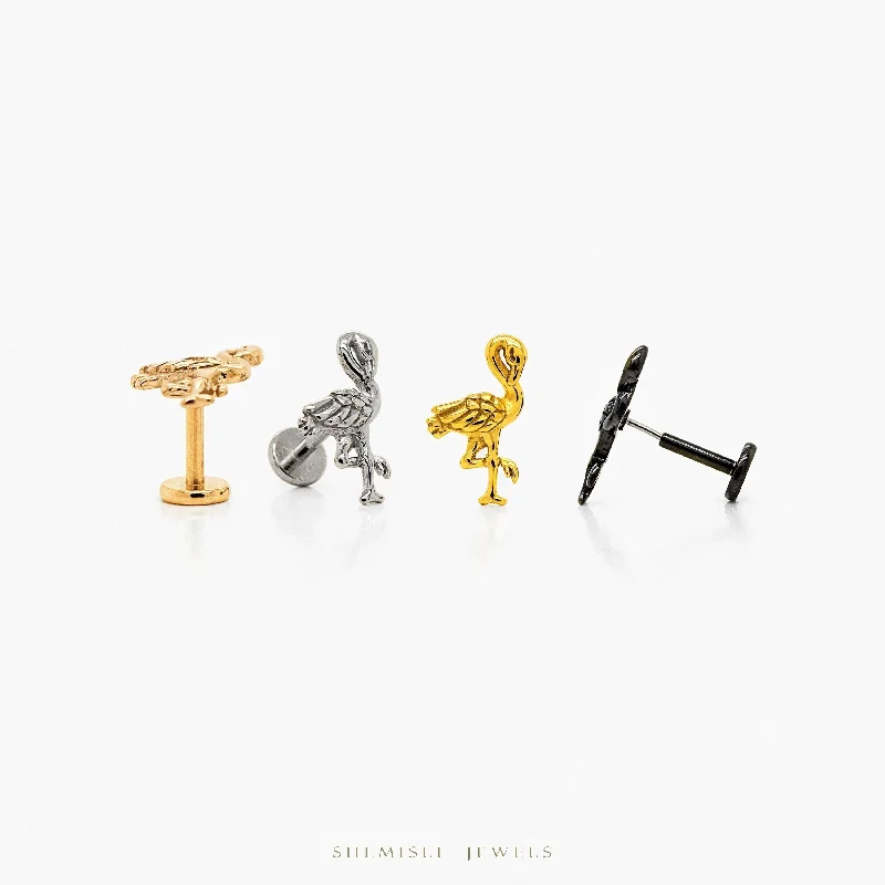 Cubic Zirconia - Encrusted Flower Stud Earrings in Pink for a Girly and Glamorous AccessoryDainty Flamingo Threadless Flat Back Earrings, 20,18,16ga, 5-10mm Unisex, Surgical Steel SHEMISLI SS569 Cubic Zirconia - Encrusted Flower Stud Earrings in Pink for a Girly and Glamorous AccessoryDainty Flamingo Threadless Flat Back Earrings, 20,18,16ga, 5-10mm Unisex, Surgical Steel SHEMISLI SS569