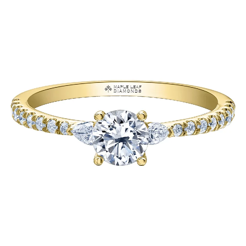 Marquise - Cut Women's Diamond Rings in Palladium for a Unique and Elongated ShapeRound Diamond Ring With Pear-Shaped Diamond Shoulders Marquise - Cut Women's Diamond Rings in Palladium for a Unique and Elongated ShapeRound Diamond Ring With Pear-Shaped Diamond Shoulders
