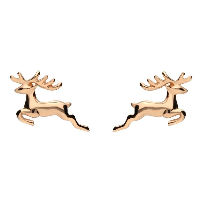 Rose Gold Sterling Silver Plated Reindeer Stud Earrings