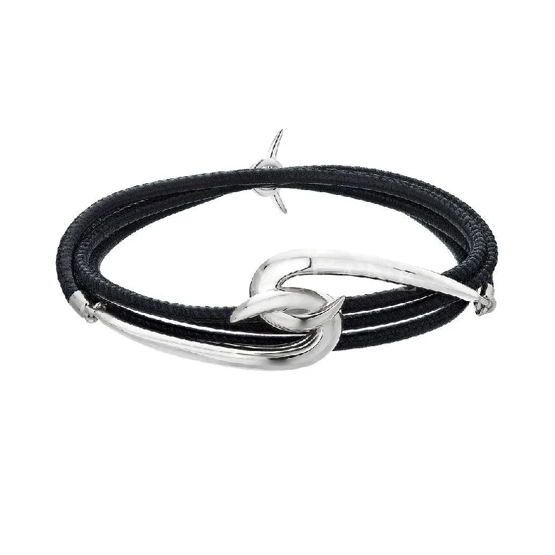 Shaun Leane Hook Sterling Silver Black Leather Bracelet