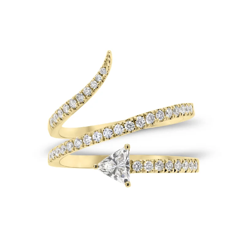 Geometric - Shaped Fashion Rings in Titanium with Iridescent InlaysTrillion-Cut Diamond Wrap Ring Geometric - Shaped Fashion Rings in Titanium with Iridescent InlaysTrillion-Cut Diamond Wrap Ring