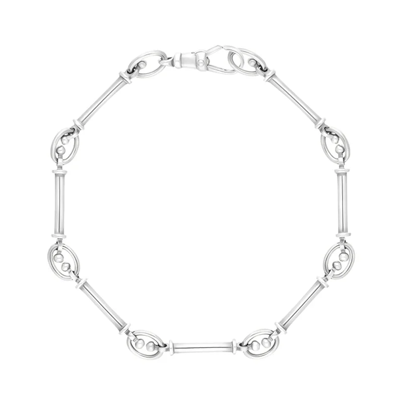 9ct White Gold Handmade Baton Link Bracelet