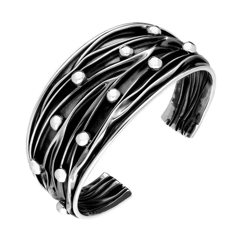 Sustainable Bamboo Bangles with Natural Finishes Sterling Silver Corrungated Cuff Bangle Sustainable Bamboo Bangles with Natural Finishes Sterling Silver Corrungated Cuff Bangle